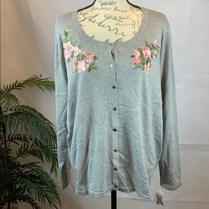 Karen Scott  Floral pattern cardigan sweater